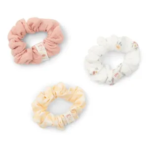 3 Pack Scrunchies - White Meadows / Sunshine Checks / Flower Pink