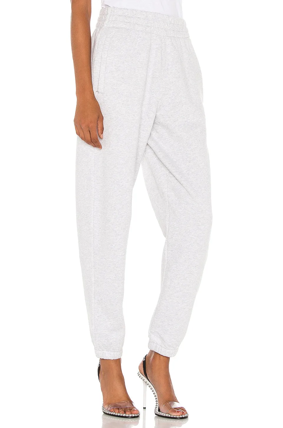 Alexander Wang Foundation Terry Classic Track Pants, Light Heather Gray