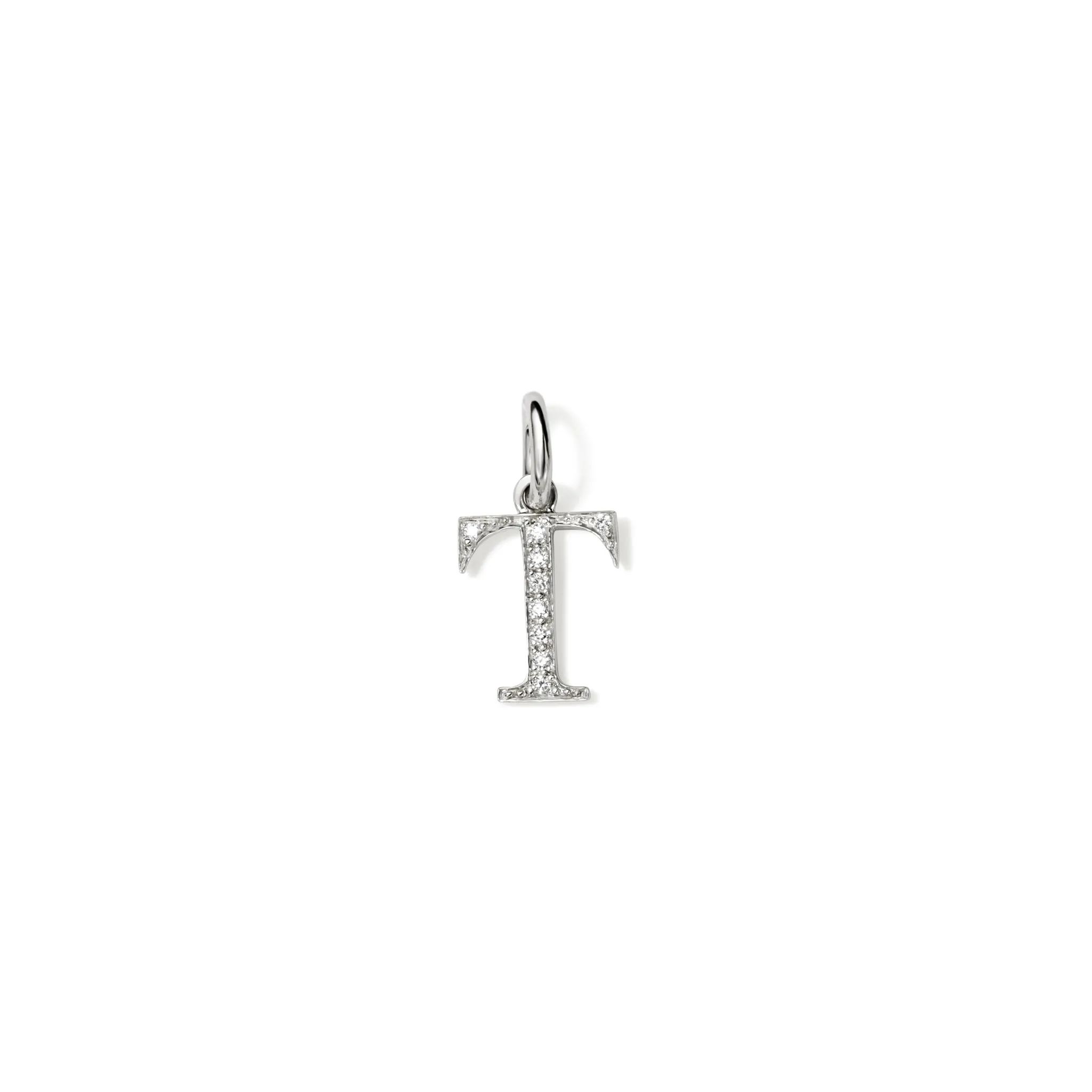 Alice Alphabet Initial Necklace Pendant 18ct White Gold - Diamond Pavé