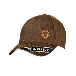 Ariat M&F Brown Oilskin Cotton Twill Shield Logo Cap