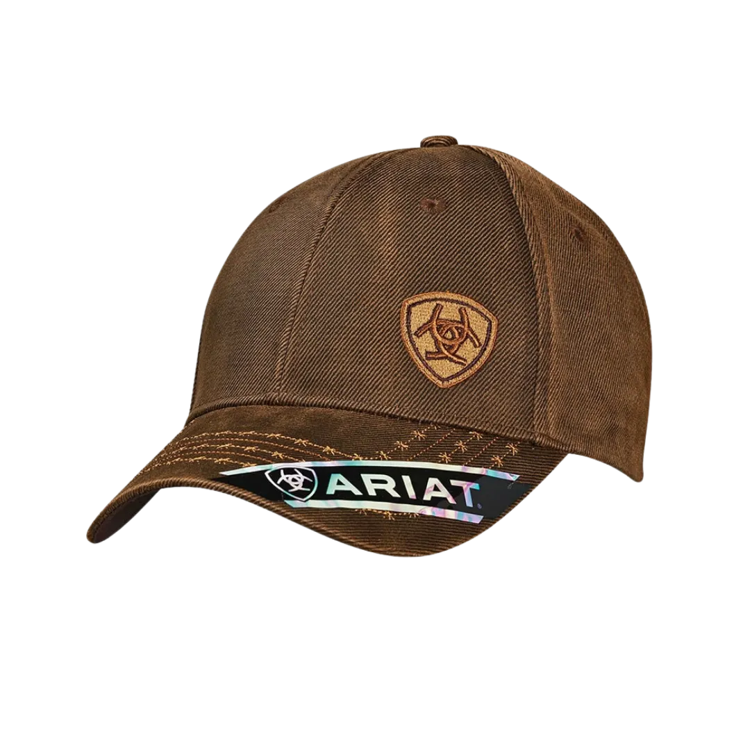 Ariat M&F Brown Oilskin Cotton Twill Shield Logo Cap