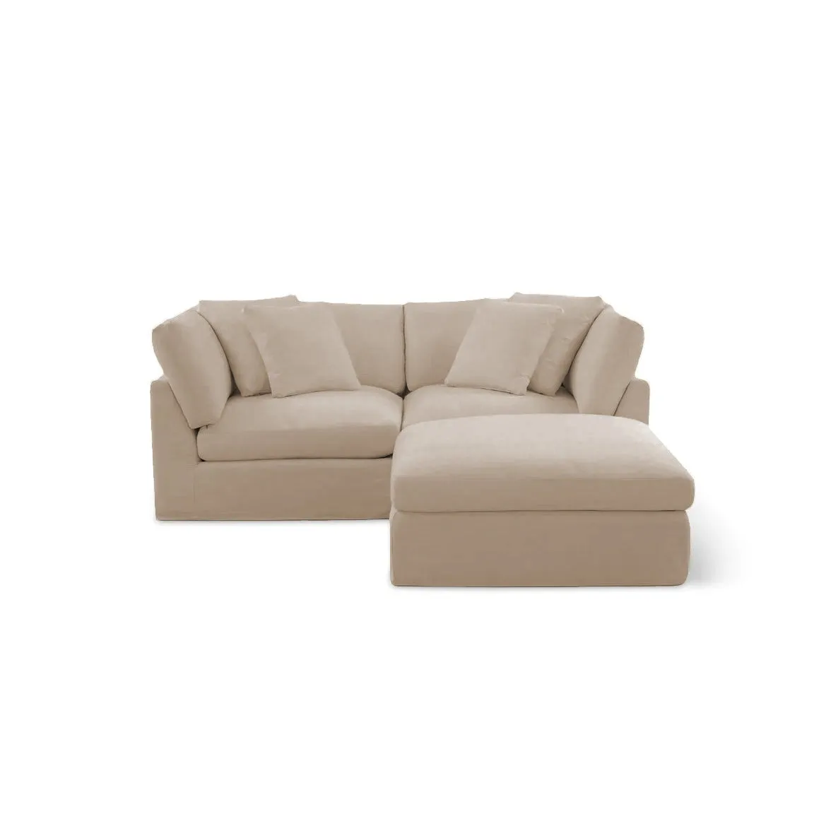 Bayside | Linen Feather Modular Couch 2 Pcs plus Ottoman