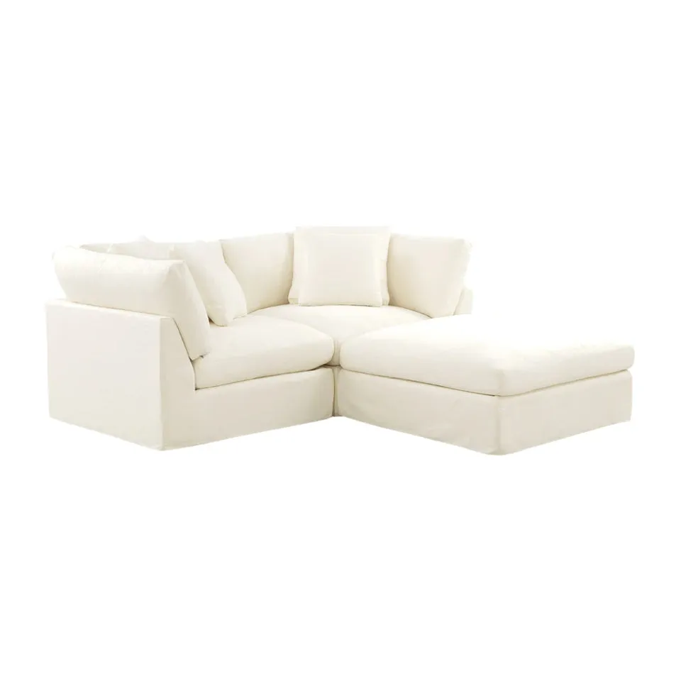 Bayside | Linen Feather Modular Couch 2 Pcs plus Ottoman