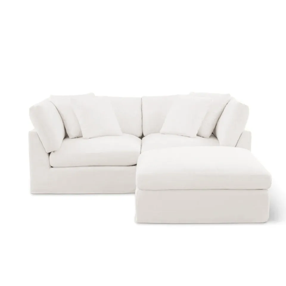 Bayside | Linen Feather Modular Couch 2 Pcs plus Ottoman