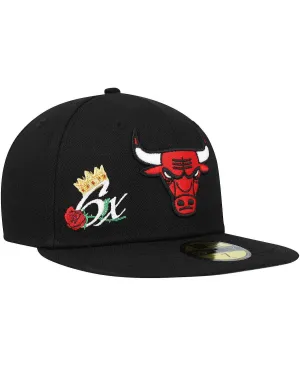 Black Men's Fitted Hat Chicago Bulls Crown Champs 59FIFTY New Era