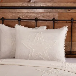 Burlap Antique White Star Standard Sham 21x27"