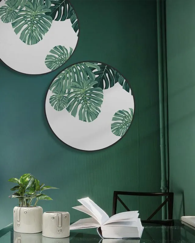 Circular (Round) Wall Art / Wall Decor - Monstera Leaf