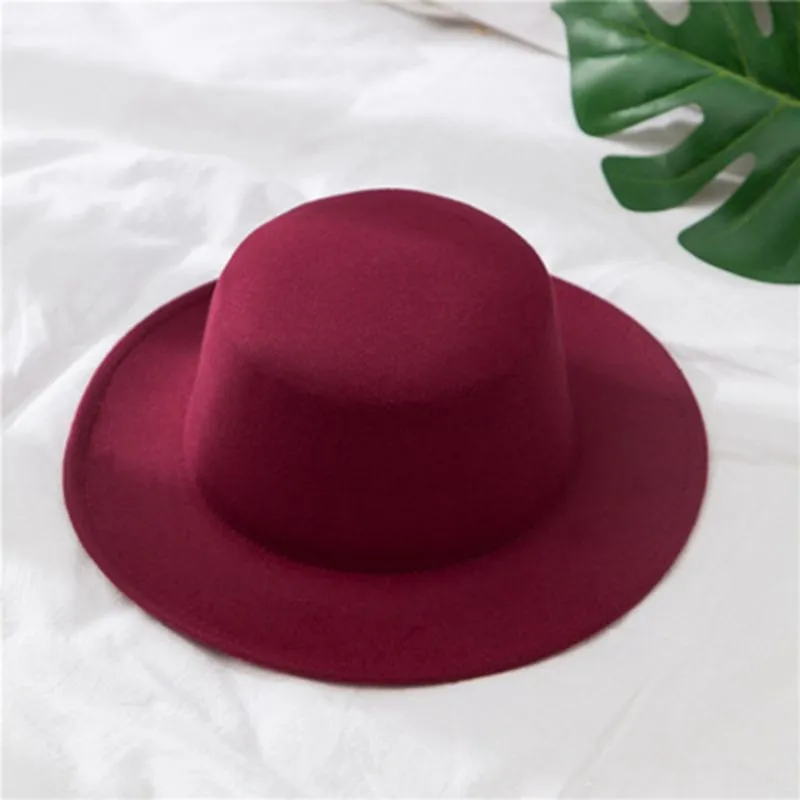 Classic Solid Color Felt Fedoras for Women Artificial Wool Blend