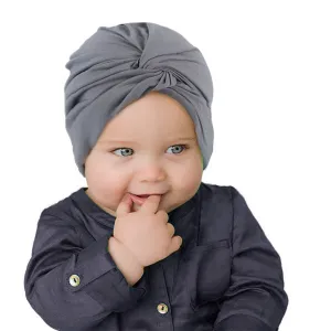 Cute Knotted Turban Cap Infant Beanie - Grey