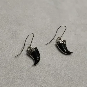 Dior Black Shark Tooth Hook Earrings