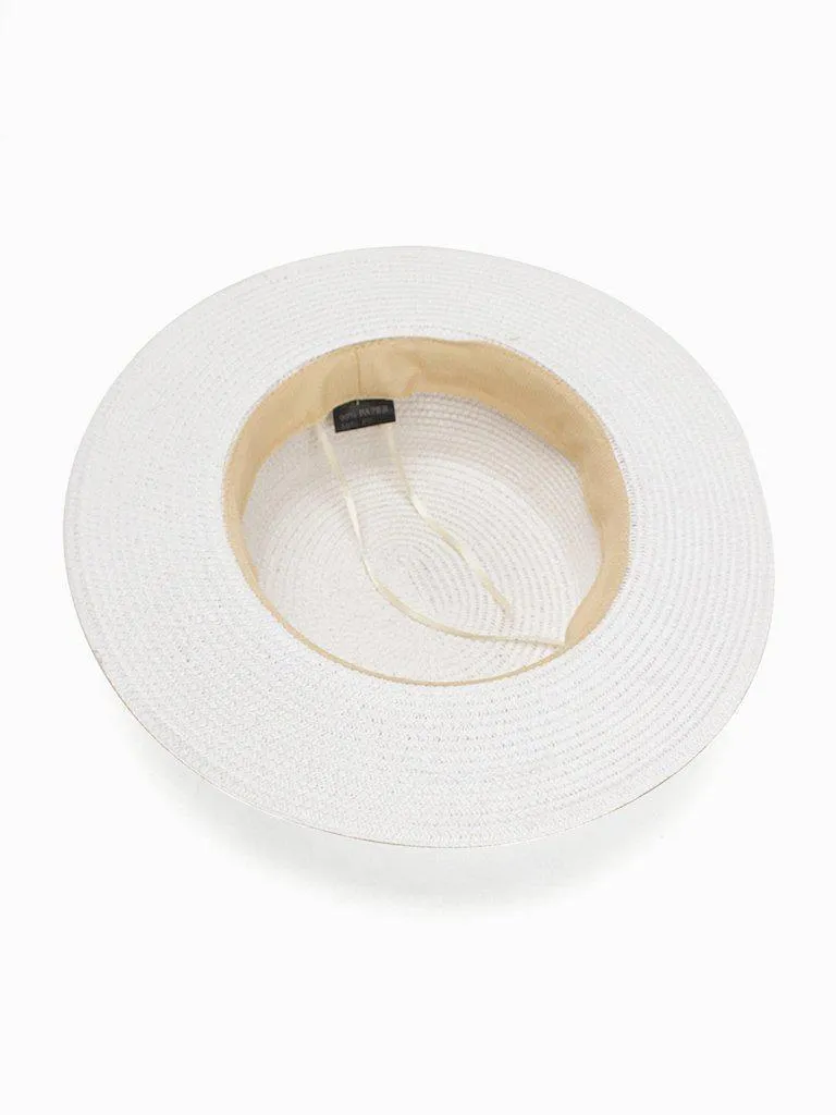 Faux Pearl Detail Straw Hat