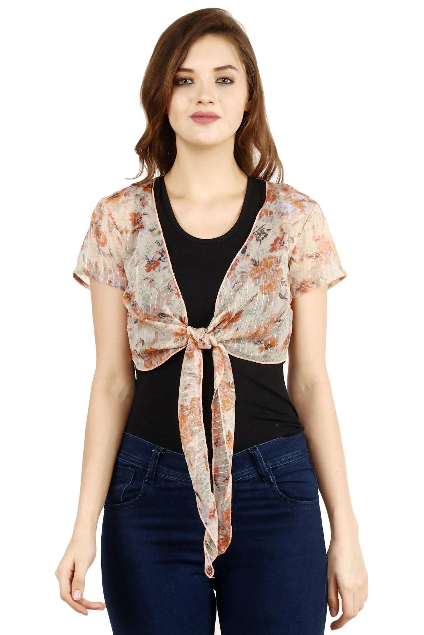 Floral Foil Printed Shrug