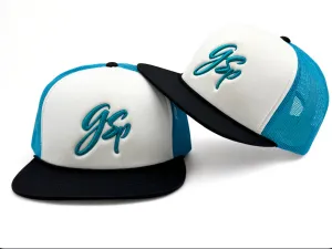 GSP Scripted Foam Snapback Hat - White / Blk / Turquoise