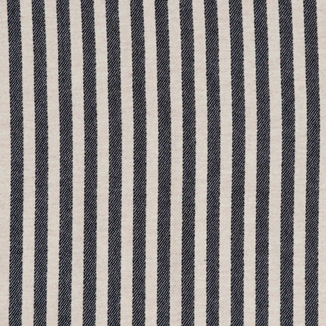 Harbour Stripe Merino Wool Fabric Black and Ecru sample