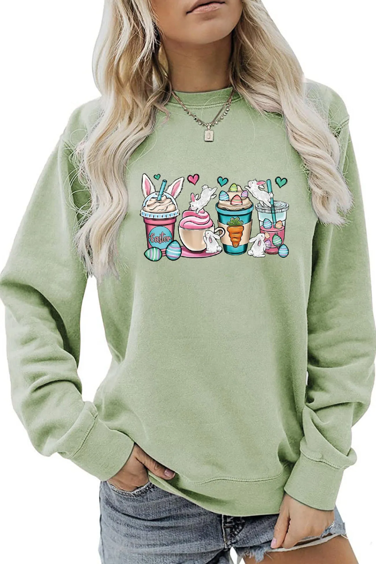 Ice Cream Bunny Print Sweatshirt