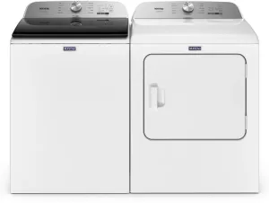 Maytag MGD6500MW 29 Inch Gas Dryer with 7.0 Cu. Ft. Capacity: White   Maytag MVW6500MW 28 Inch Pet Pro Top Load Washer with 4.7 Cu. Ft. Capacity: White