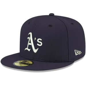 Men's New Era Oakland Athletics Logo Navy Blue Cap White 59FIFTY Fitted Cap