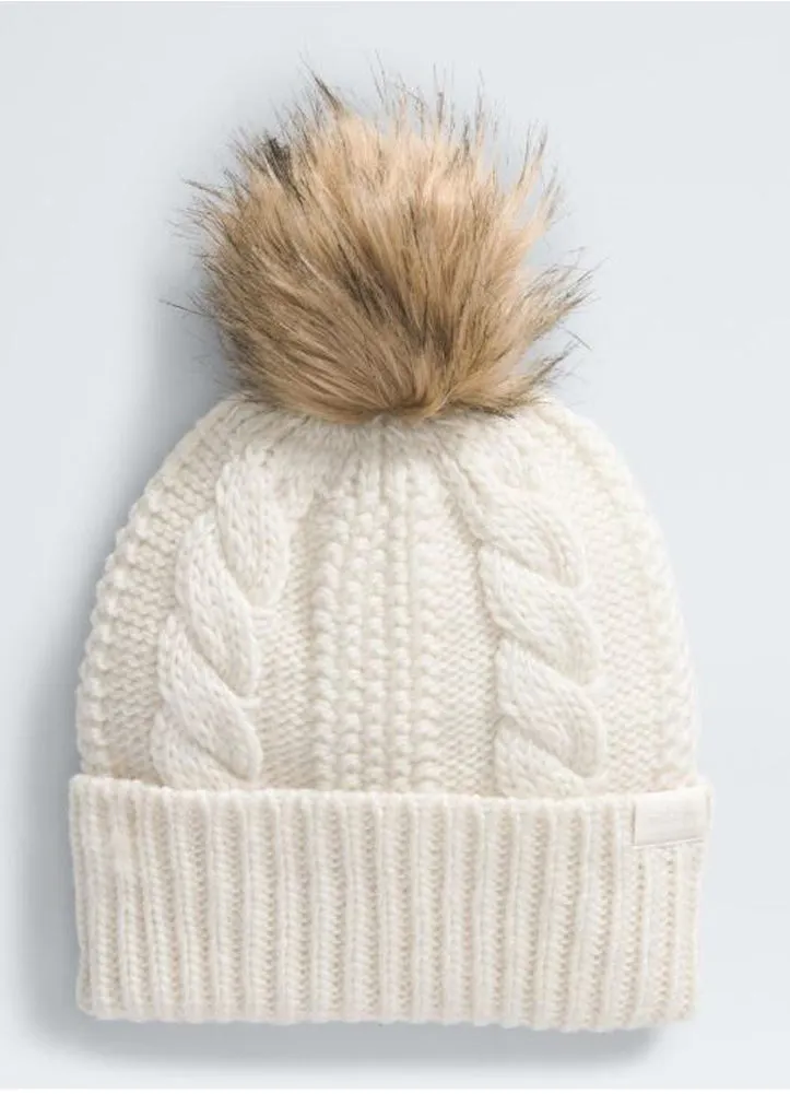 Oh Mega Fur Pom Beanie in White Dune by The North Face