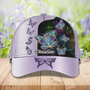 Personalized Butterfly 3D Baseball Cap for Her, Butterfly Hat for Girlfriend Birthday