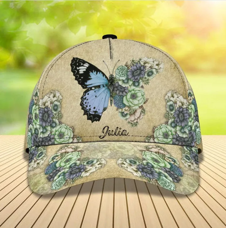 Personalized Butterfly 3D Baseball Cap for Her, Butterfly Hat for Girlfriend Birthday