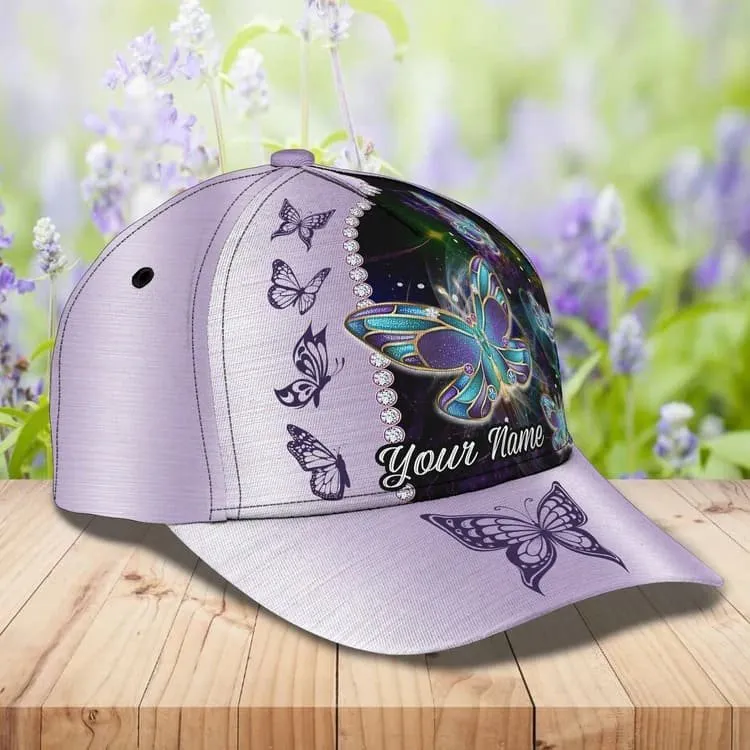 Personalized Butterfly 3D Baseball Cap for Her, Butterfly Hat for Girlfriend Birthday