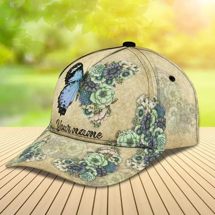 Personalized Butterfly 3D Baseball Cap for Her, Butterfly Hat for Girlfriend Birthday