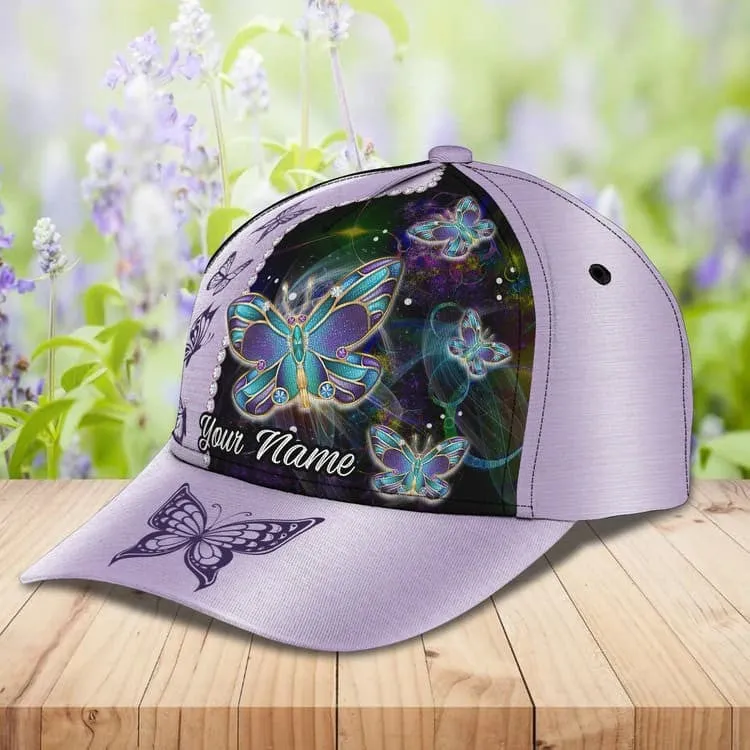 Personalized Butterfly 3D Baseball Cap for Her, Butterfly Hat for Girlfriend Birthday