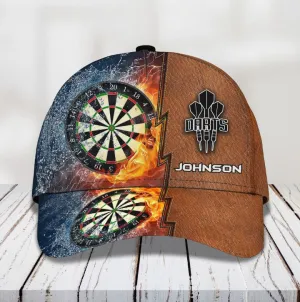 Personalized Dart 3D All Over Printed Baseball Cap, Water and Fire Art Dart Hat for Dart Lovers