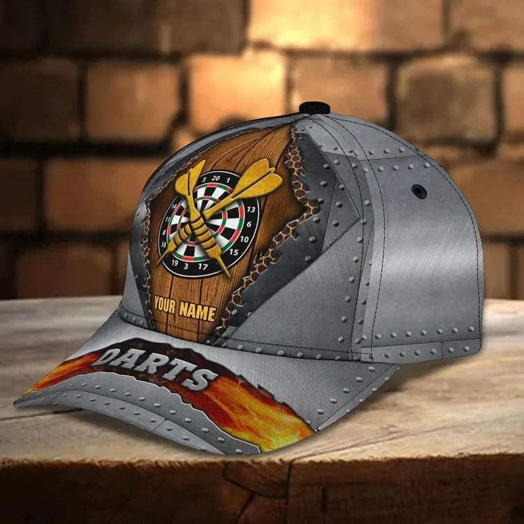 Personalized Dart 3D All Over Printed Baseball Cap, Water and Fire Art Dart Hat for Dart Lovers