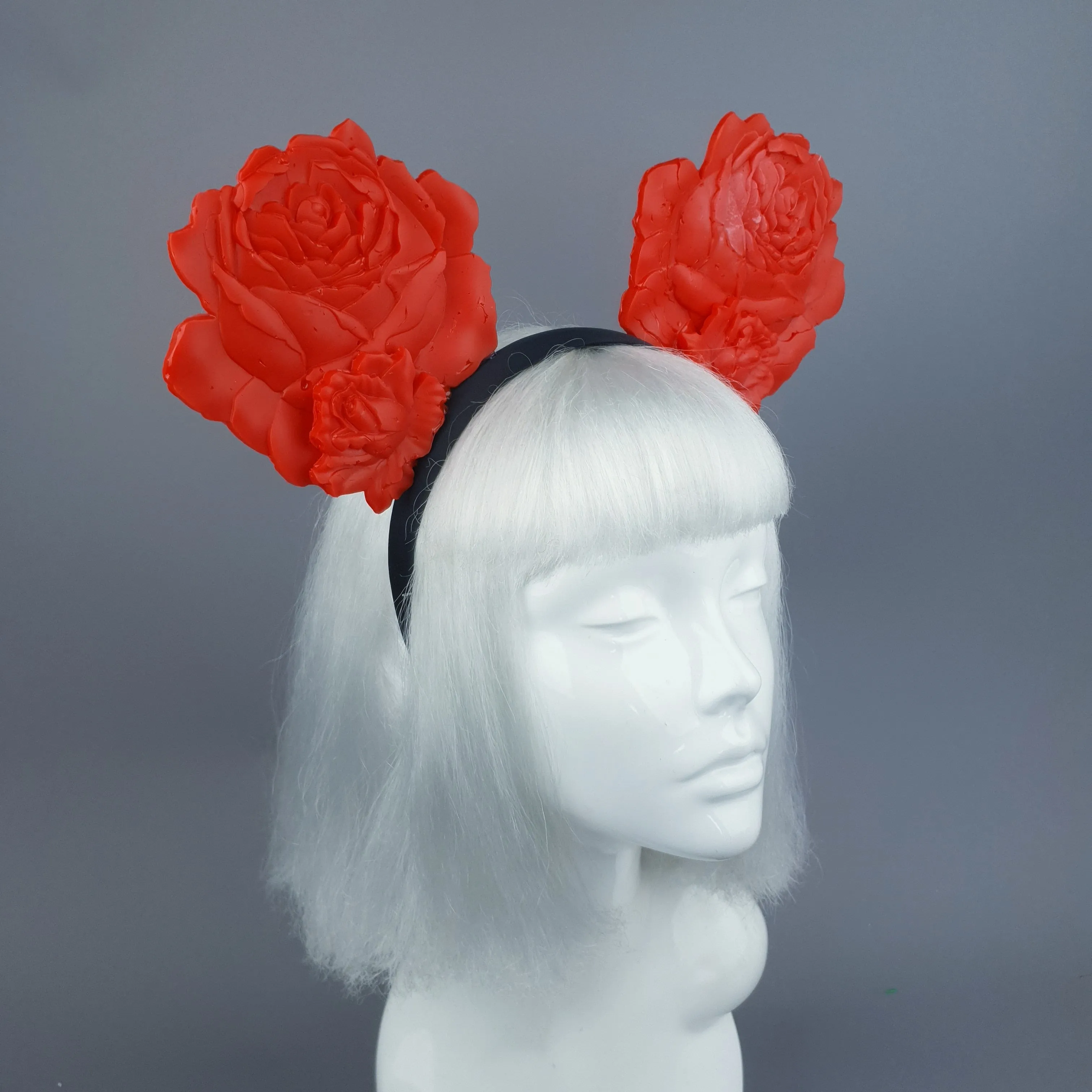 "Oreille" Giant Red Rose Ears Headband