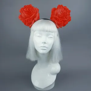 "Oreille" Giant Red Rose Ears Headband