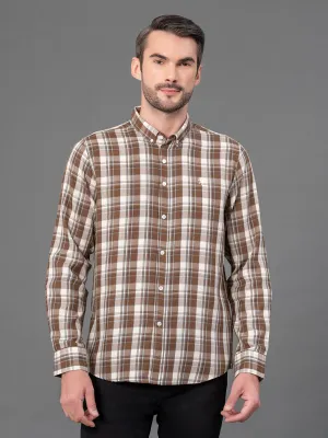 RedTape Brown Checked Shirt for Men | Classic & Versatile