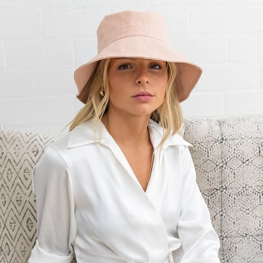 Rigon Fifi Linen Bucket Hat - Pink