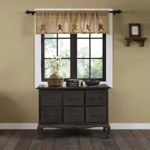 Stratton Burlap Applique Star Valance 60"