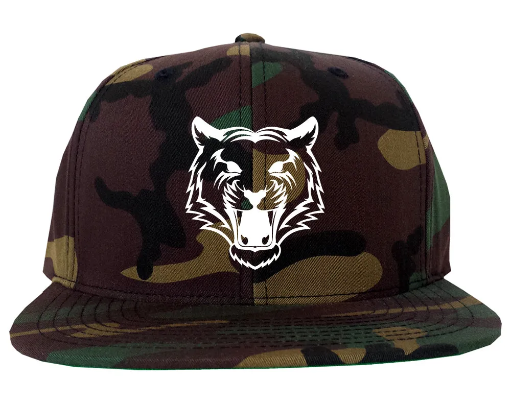 Tiger Face Outline Mens Snapback Hat