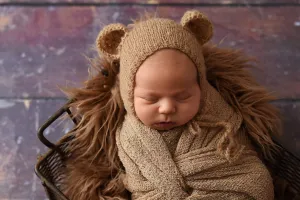 Toffee Brown Teddy Bear Mohair Baby Hat