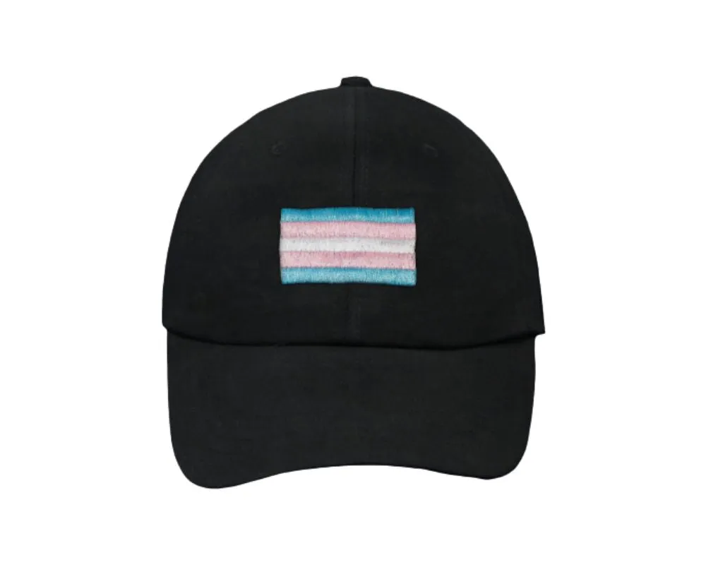 Transgender Flag Baseball Hats in Black