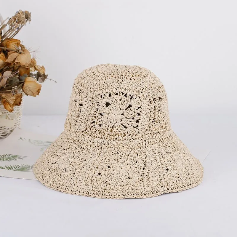 Woven Bucket Hat With Floral Design